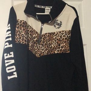 Pink quarter zip crew